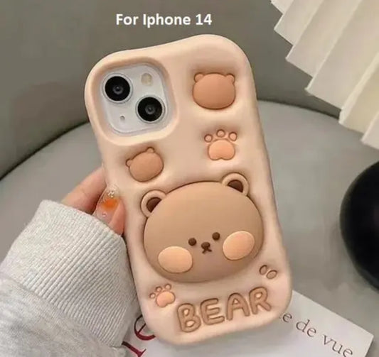 Cute 3D Bear Silicone Phone Case – Soft & Protective Cover