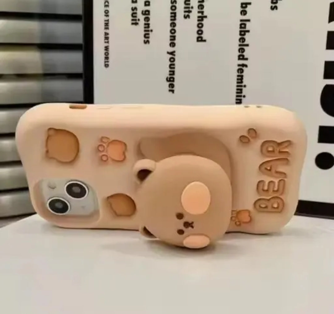 Cute 3D Bear Silicone Phone Case – Soft & Protective Cover